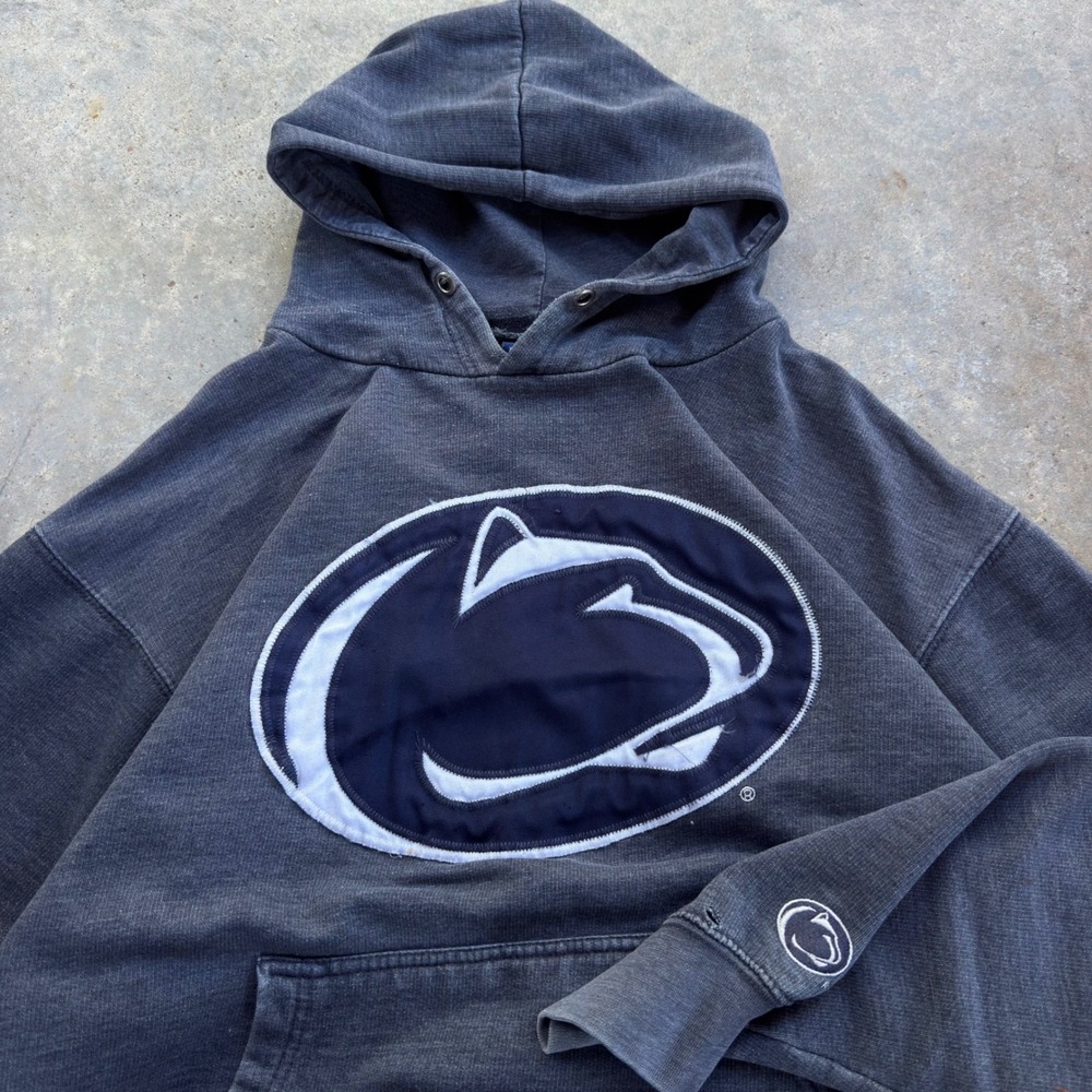 Vintage Y2K Old Varsity Brand Penn State Hoodie College Workwear Navy L (g4)